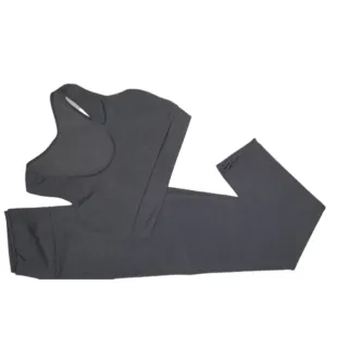 Cores Lisas Conjunto Fitness Feminino Calça e Top Double Zero Transparência - Azul Marinho