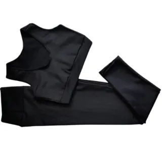 Cores Lisas Conjunto Fitness Feminino Calça e Top Double Zero Transparência - Azul Marinho