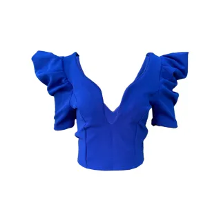 Mangas Bufantes Cropped Decote Profundo - Amarelo