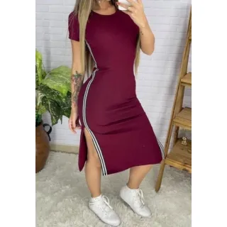 Tendência Tubinho Canelado: Vestido Longo DIVERSAS COR (36 ao 48) - Vermelho
