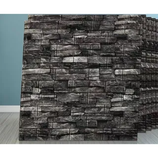 Aplique de Parede em Espuma Tijolo Auto Adesivo 3D - Placa Papel 70x77 cm - NF01  BRANCO C/ ESTRELAS