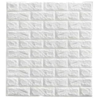 Aplique de Parede em Espuma Tijolo Auto Adesivo 3D - Placa Papel 70x77 cm - NF01  BRANCO C/ ESTRELAS