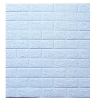 Aplique de Parede em Espuma Tijolo Auto Adesivo 3D - Placa Papel 70x77 cm - NF01  BRANCO C/ ESTRELAS