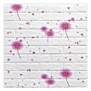 Aplique de Parede em Espuma Tijolo Auto Adesivo 3D - Placa Papel 70x77 cm - NF01  BRANCO C/ ESTRELAS