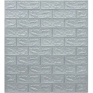 Aplique de Parede em Espuma Tijolo Auto Adesivo 3D - Placa Papel 70x77 cm - NF01  BRANCO C/ ESTRELAS