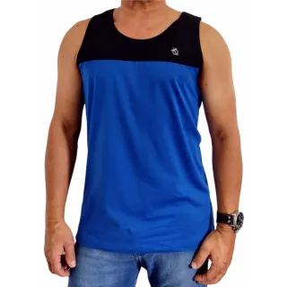 Promoção Regata Esporte Fitness Masculina Básica 2cor 100% algodão - Azul Royal