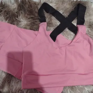 Conjunto de academia em malha suplex nacional - Top e short fitness - VERDE BOLSO