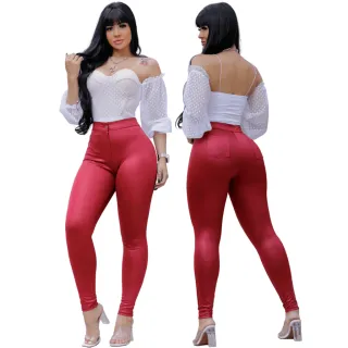Hot Pants Cintura Alta Disco Cirre - Calça Feminina Levanta Bumbum - Vermelha