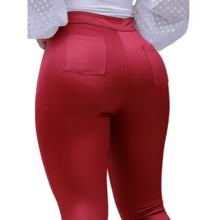 Hot Pants Cintura Alta Disco Cirre - Calça Feminina Levanta Bumbum - Vermelha