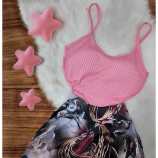 Blusa Feminina Alcinha Kit 3 Unidades - Basica com Bojo Canelada - 1-UNIDADE-  Branco