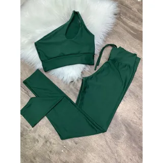 Calça Legging e Top de Um Ombro - Conjunto Fitness - Zebra