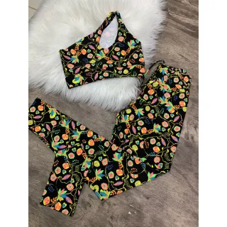 Calça Legging e Top de Um Ombro - Conjunto Fitness - Zebra