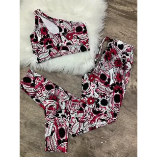 Calça Legging e Top de Um Ombro - Conjunto Fitness - Zebra