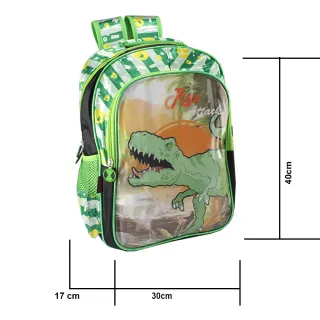 Bolsa Resistente Dinossauro Infantil Masculina: Mochila Escolar Impermeável para Meninos - Azul