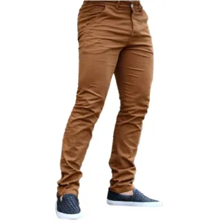 Moda Fino Sport Masculina Calça De Sarja Skinny Corte Homem - Caramelo