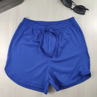 Cores Variadas Canelado Curto Soltinho para Malhar na Academia - Azul Marinho