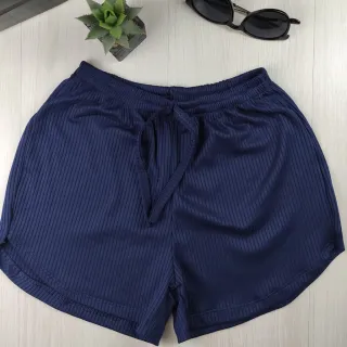 Cores Variadas Canelado Curto Soltinho para Malhar na Academia - Azul Marinho