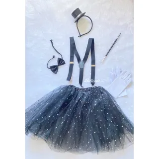 Feminina Mágica Fantasia Adulto para Festas de Carnaval Circo - Preta