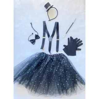 Feminina Mágica Fantasia Adulto para Festas de Carnaval Circo - Preta