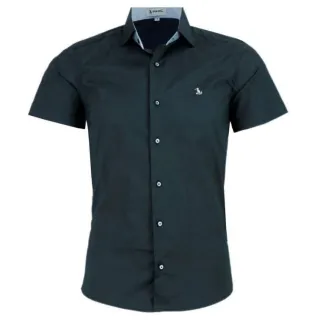 Lançamento Luxo: Camisa Social Manga Curta Amil Slim Ultron - Marinho