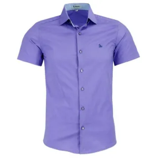 Lançamento Luxo: Camisa Social Manga Curta Amil Slim Ultron - Marinho