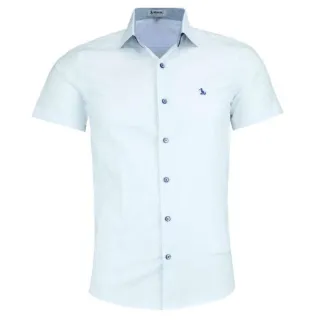 Lançamento Luxo: Camisa Social Manga Curta Amil Slim Ultron - Marinho