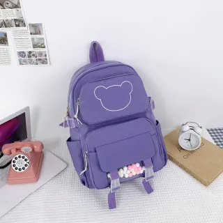 Alça ajustável Mochila B1001 estilo Estudante Multicompartimento JORGE - Rosa