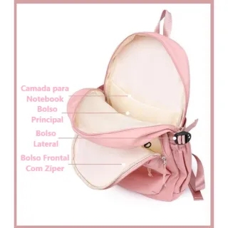 Moda Casual Universitária: Mochila Feminina Unissex para Viagem Escolar 666-4 - Roxo Escuro