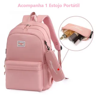 Moda Casual Universitária: Mochila Feminina Unissex para Viagem Escolar 666-4 - Roxo Escuro