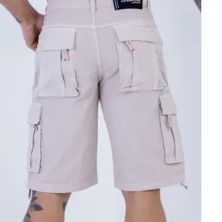 Brim jeans bermuda masculina cargo - Vinho/vermelho