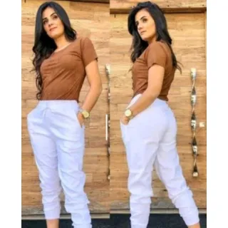 Promoção Lisa Jogger Feminina Calça - Preto riscado