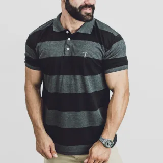 Chief Clothing - Camisa Masculina Malha Piquet Gola Polo, 4 cores disponíveis - Marinho com Vermelho