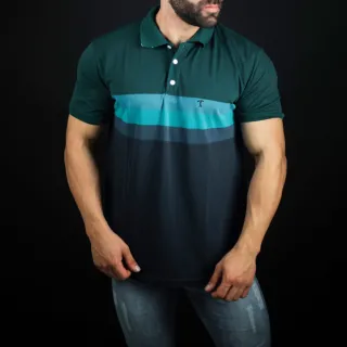 Chief Clothing - Camisa Masculina Malha Piquet Gola Polo, 4 cores disponíveis - Marinho com Vermelho