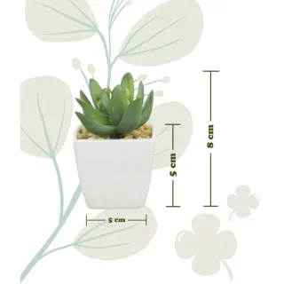 Vaso Branco Luxo Planta Artificial Suculenta - Kit com 3 Unidades - Único
