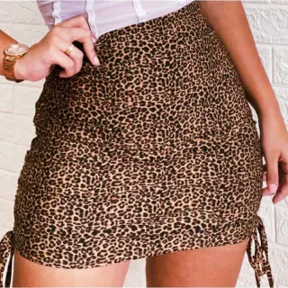 Moda Gringa: Saia Suplex Drapeada Ajustável com 2 Regulagens - Animal Print
