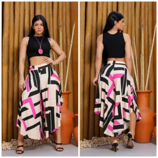 Pantacourt Estampada e Lisa - Tam. Único 38 ao 48 - Verde Militar