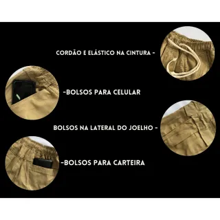 Calça Larga Parachute Caqui Unissex - Raryel - Calça Larga Cinza Cargo