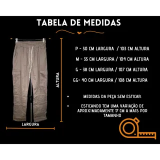 Calça Larga Parachute Caqui Unissex - Raryel - Calça Larga Cinza Cargo