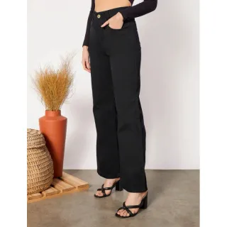 Promoção Calça Jeans Feminina Wide Leg Pantalona Cintura Alta - Azul