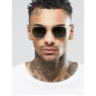 Óculos Vintage Hexagonais Feminino Masculino Moda Quadrados - Dourado金色