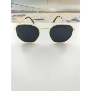 Óculos Vintage Hexagonais Feminino Masculino Moda Quadrados - Dourado金色