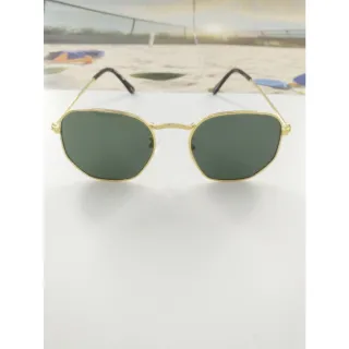 Óculos Vintage Hexagonais Feminino Masculino Moda Quadrados - Dourado金色