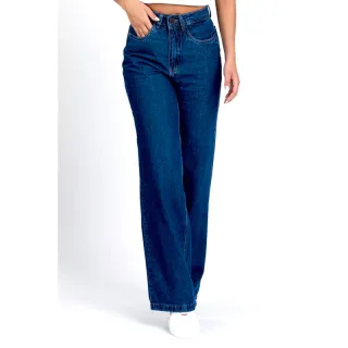 Promoção Calça Jeans Feminina Wide Leg Pantalona Cintura Alta - Azul