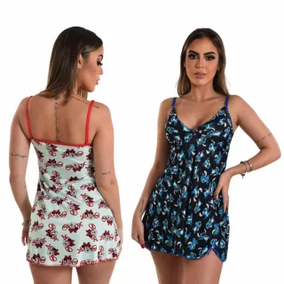 Vestido Sensual Estampado Camisola Sexy Pijama Feminino - G