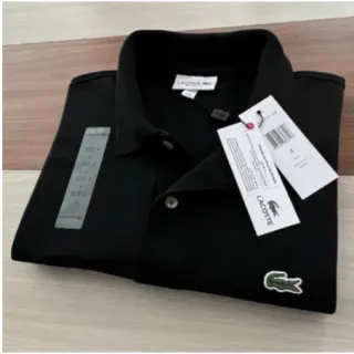 Queima de Estoque: Camisa Polo Lacoste Gola Básica Masculina Manga Curta - Preto