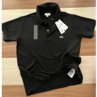 Queima de Estoque: Camisa Polo Lacoste Gola Básica Masculina Manga Curta - Preto
