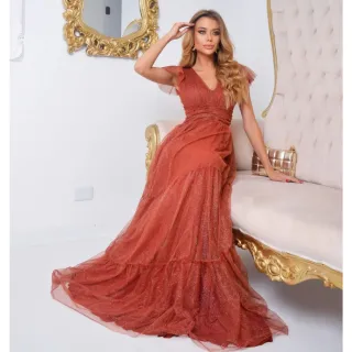 Varias cores vestido de festa manga brilhoso três Marias - Pink