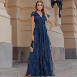 Varias cores vestido de festa manga brilhoso três Marias - Pink