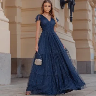 Varias cores vestido de festa manga brilhoso três Marias - Pink