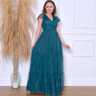 Varias cores vestido de festa manga brilhoso três Marias - Pink